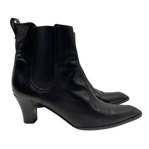 Michael Kors Black Leather Low Heel Chelsea Ankle Boots Women Sz10 Made in Italy